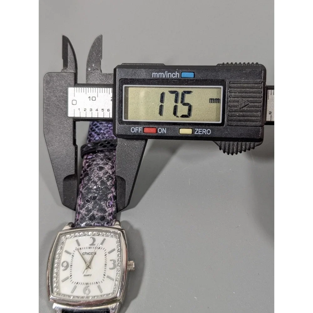 Chicos Womens Quartz Watch‎ With Rhinestone Accents & Purple Leather Strap